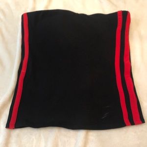 Express Tops - Express black tube-top with red stripe Express Tops - Express black tube-top with red stripe